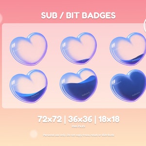 Blue HEART BUBBLE / BOTTLE Potion | Twitch Sub & Bit Badges | Streamer Emotes | Twitch Graphics for Streamers