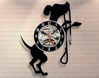 Puppy Vinyl Record Clock, Dog Decorations, Gift For Sister Birthday, Pet Home Decor, Living Room Modern Wall Art, Animal Lover Gifts