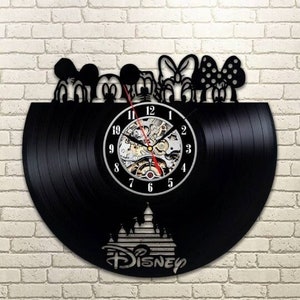 Orologio da disco in vinile Disneyland, topo e amici, decorazione da parete per la scuola materna, arte dei personaggi dei cartoni animati, arredamento Disneyworld, regalo per la figlia