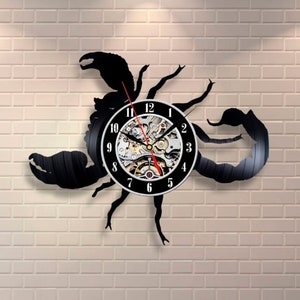Scorpion Vinyl Record Clock, Wall Decoration For Office, Desert Animal Art, Living Room Decor, Home Artwork, Unique Gift For Friend
