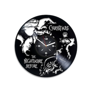 Jack And Oogie Vinyl Record Horror Clock Spooky Cartoon Wall Art Unique Decor For Baby Room Cartoon Characters Anniversary Gift For Husband