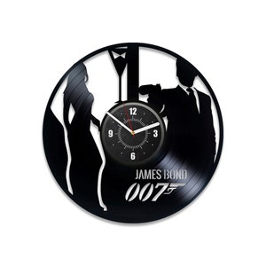 James Bond Vinyl Schallplatte Silent Clock Kreative Wanddeko für Mann Schlafzimmer Film Nacht Kunst James Bond Kunstwerk Ungewöhnliches Geschenk für Ehemann