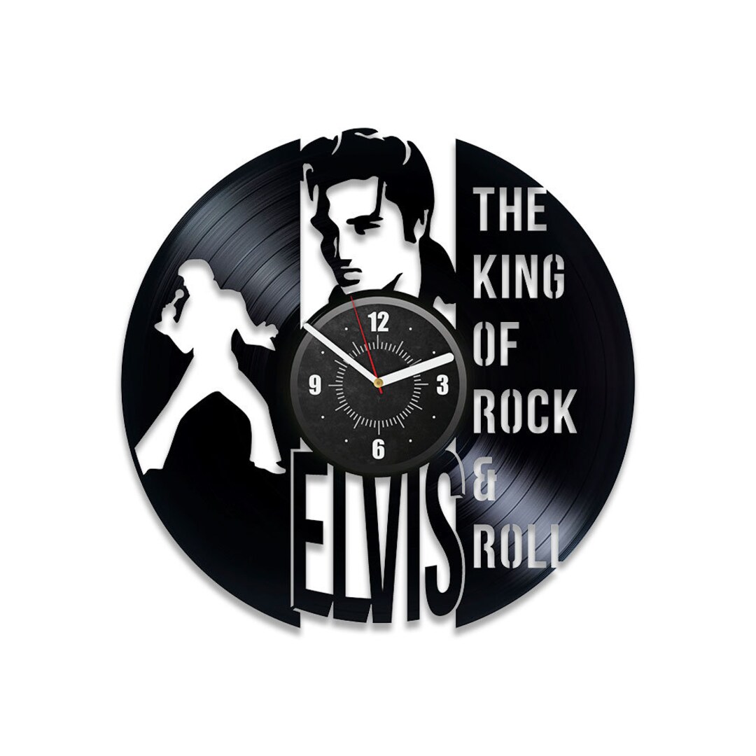Elvis Presley Vinyl Record Large Wall Clock Rock N Roll Art Decor for