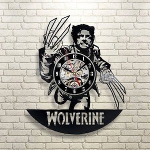 Reloj de pared con disco de vinilo de Wolverine, decoración de habitación de superhéroe, arte de X-men, regalos de cómics, decoraciones de cuevas de hombres, regalo de cumpleaños para niños