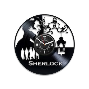 Sherlock Holmes Vinyl Record Black Wall Clock Gift For Detective Unique Decor For Dining Room Sherlock Holmes Art Winter Holiday Gift