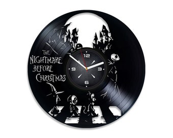 Cauchemar avant Christamass Vinyl Record Laser Cut Horloge Spooky Cartoon Art vintage Chambre Décor pour Mur Nouvelle Maison Cadeau Pour Amis