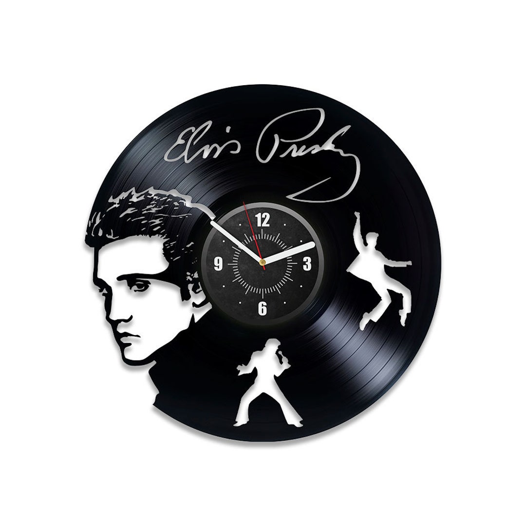 Elvis Presley Vinyl Record Clock Music Legend Silhouette Vintage Wall