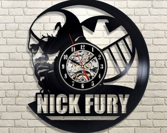 Nick Fury Vinyl Record Clock, Agent of Shield, Comic Book Character, Teenage Boy Room Decor, Gift Ideas for Boyfriend, Avengers Decoration