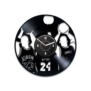 basketbal vinyl record zwarte wandklok eigentijds decor voor kinderen speelkamer laser gesneden kunstwerk sportliefhebber cadeau gepersonaliseerde geschenken voor hem