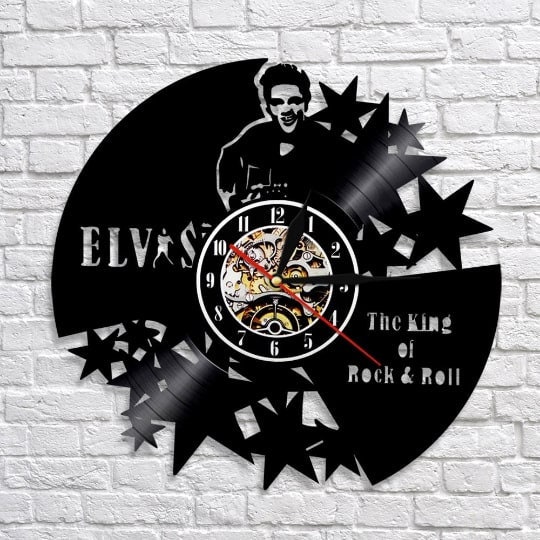Elvis Presley Retro Music Legend Portrait Glass Clock (30 Cm