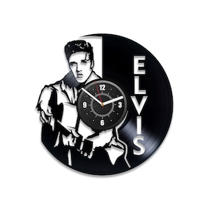 Elvis Presley Rock n Roll King Vinyl Record Clock Music Legend Wall Art Bedroom Decor for Music Lover Wedding Gift for Mom
