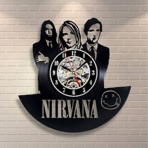Rock Band Vinyl Record Clock, Grunge Music Art, Apartment Wall Decor Bedroom, Gift For Teenage Girl, Music Room Decorations, Modern Artwork