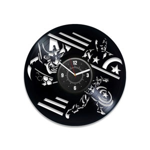 Captain America Vinyl Record Round Clock Marvels Gifts For Men Superhero Decor For Room Comic Books Gift Superhero Art Holiday Gift For Kids