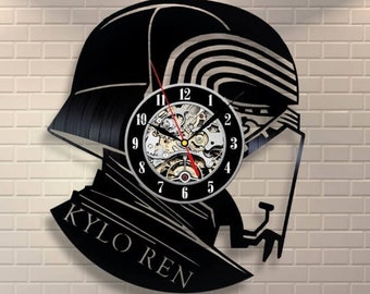 Kylo Ren Vinyl Record Clock, Star Wars Decorations, Playroom Artwork, Apartment Wall Decor Bedroom, Movie Character, Gift Ideas For Kids