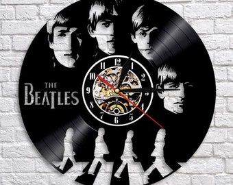 Beatles Vinyl Record Clock, Abbey Road, Music Band Art, Classic Rock Decor, Musician Artwork, Kitchen Wall Decorations, Gift For Mothers Day