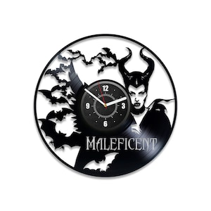 Maleficent Vinyl Record Wall Clock Disneyworld Movie Character Modern Wall Hanging Art Original Room Decor Christmas Gift For Her
