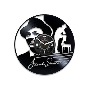 Frank Sinatra Vinyl Record Round Wall Clock Laser Cut Artwork Music Wall Decor Retro Aesthetic Art Wedding Gift For Bride