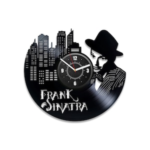 Music Legend Vinyl Record Black Wall Clock Frank Sinatra Art Work Vintage Decor For College Music Lyrics Wall Art Moving Gift For Sister