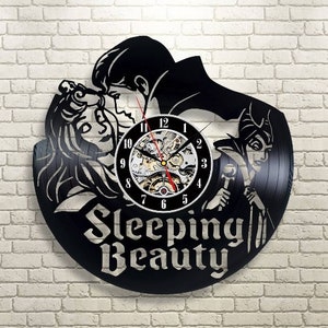 Sleeping Beauty Vinyl Record Wall Clock, Princess Aurora Art, Fairytale Decor, Disneyland Artwork, Girl Room Decoration, Gift For Girlfriend