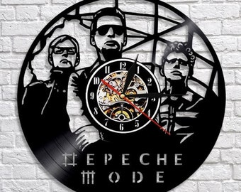 Horloge disque vinyle Depeche Mode, groupe de musique, décoration de bureau, oeuvre d'art murale pour chambre d'homme, cadeau pour mélomane, décorations uniques pour la maison, cadeaux pour papa