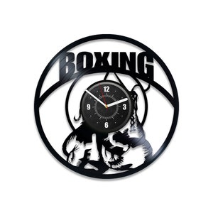 Boxing Gloves Vinyl Record Laser Cut Clock Wall Decor For Gym Sport Artwork Boxing Wall Art Motivation Gift For Man