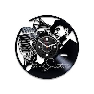 Frank Sinatra Vinyl Record Large Clock Unique Office Wall Decor Handmade Music Fan Art Christmas Gifts for Boss
