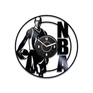Basketbal Vinyl Record Zwarte Wandklok Uniek Decor voor Kantoor Sport Team Basketbal Art Eerste Home Gift Ideeën