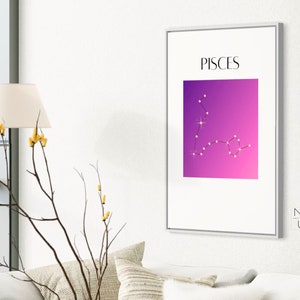 Pisces Zodiac Sign Art Print |Zodiac Digital Download |Home Wall Art Printable | Instant Download |Typography |Constellation Digital Print