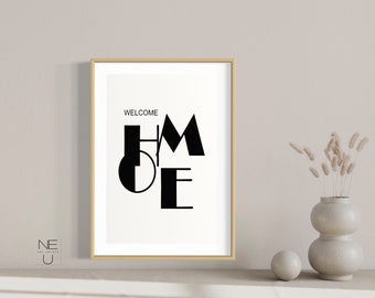 Trendy Welcome Home Art Print, Home Wall Art Prints, Printable Wall Art Art, Black and White Art Print, Living Room Decor, Welcome Home Sign