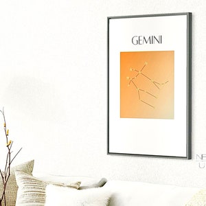 Gemini Zodiac Sign Art Print |Zodiac Digital Download | Home Wall Art Printable | Instant Download |Typography | Constellation Digital Print