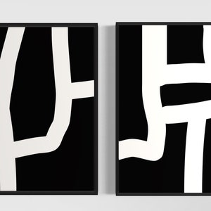 2er-Set Moderne Kunstdrucke, Digitaler Download, Schwarz-Weiß-Kunst, abstrakte Kunst,