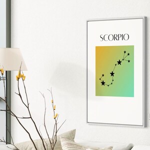 Scorpio Zodiac Sign Art Print |Zodiac Digital Download |Home Wall Art Printable |Instant Download |Typography |Constellation Digital Print