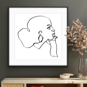 Lady Line Drawing Art, Instant Digital Download, Black and White Art ...