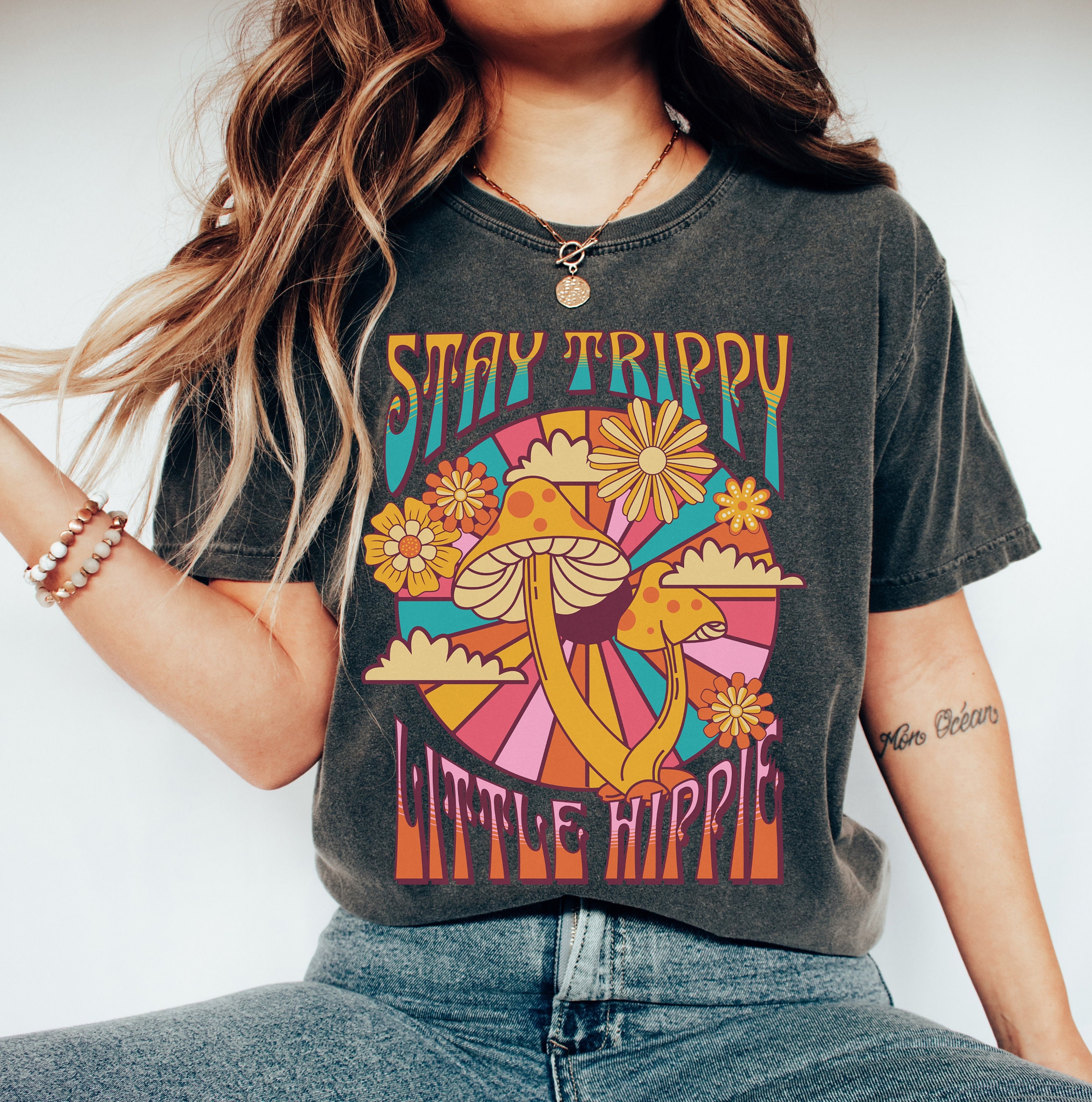 Shirts for hippies, Comfort Color hippie shirt, Stay Trippy Oversized T-Shirt, Groovy Mushroom Retro Shirt, Gift for Hippie, Festival shirt Shirts for hippies, Comfort Color hippie shirt, Stay Trippy Oversized T-Shirt, Groovy Mushroom Retro Shirt, Gift for Hippie, Festival shirt
