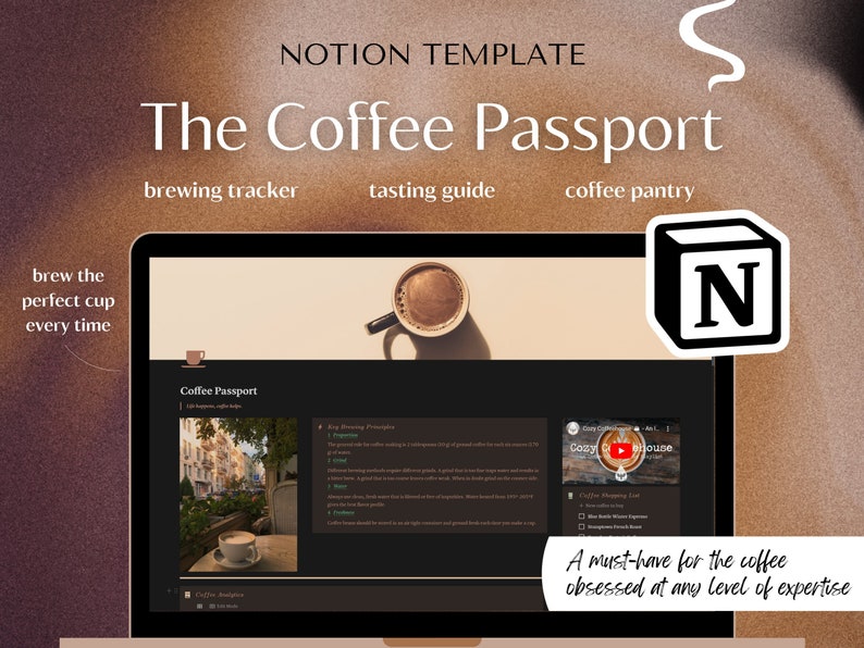 Notion Template Coffee Journal Coffee Brewing Tasting Etsy
