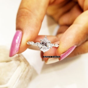 Lab Grown Diamond IGI CERTIFIED women Pear & Marquis cut wedding bridal gift, Engagement ring,  vintage jewelry ring