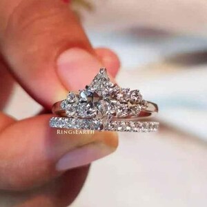 1.61Ctw SGL Certified Marquise cut Lab Grown Diamond Engagement Ring set, Cluster Set Marquise Engagement Ring, Anniversary, Christmas Gift