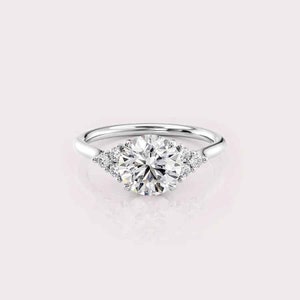2.29 CT IGI Certified Round cut CVD Diamond,14K White Gold & Side Round Diamonds Ring