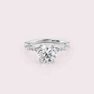 2.16 CT IGI Certified Round cut CVD Diamond,14K White Gold Wedding Ring, Side Round Diamonds Engagement Ring