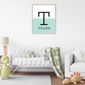 Initial and name print - DIGITAL DOWNLOAD - Personalized name print - scandi nursery - custom birth print - name printable - nursery print