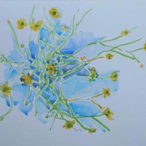 Fiori di prato, pittura, opera d'arte floreale, arte botanica