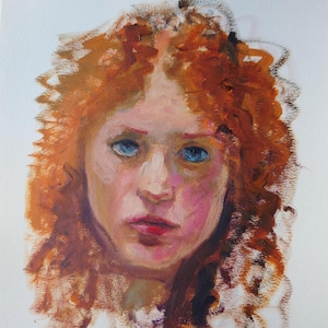 Woman Portrait  Original Oil Painting on Paper Abstract Face Artwork