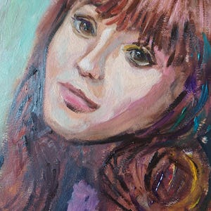 Girl Portrait  Original Oil Painting on Paper Abstract Face Artwork