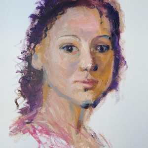 Sketch Art  Woman  Original Oil Painting on Paper Abstract Face Artwork