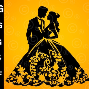 Silhouette Bride and Groom, Silhouette Bride, Silhouette Groom, Silhouette  couple, bride and groom vector, Silhouette couple vector
