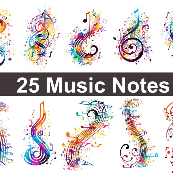 Music Notes Png | Musical Notes | Clipart Music Lover | Png Files for Cricut | Digital Download | Musician Png | Music Sheets | Music Notes