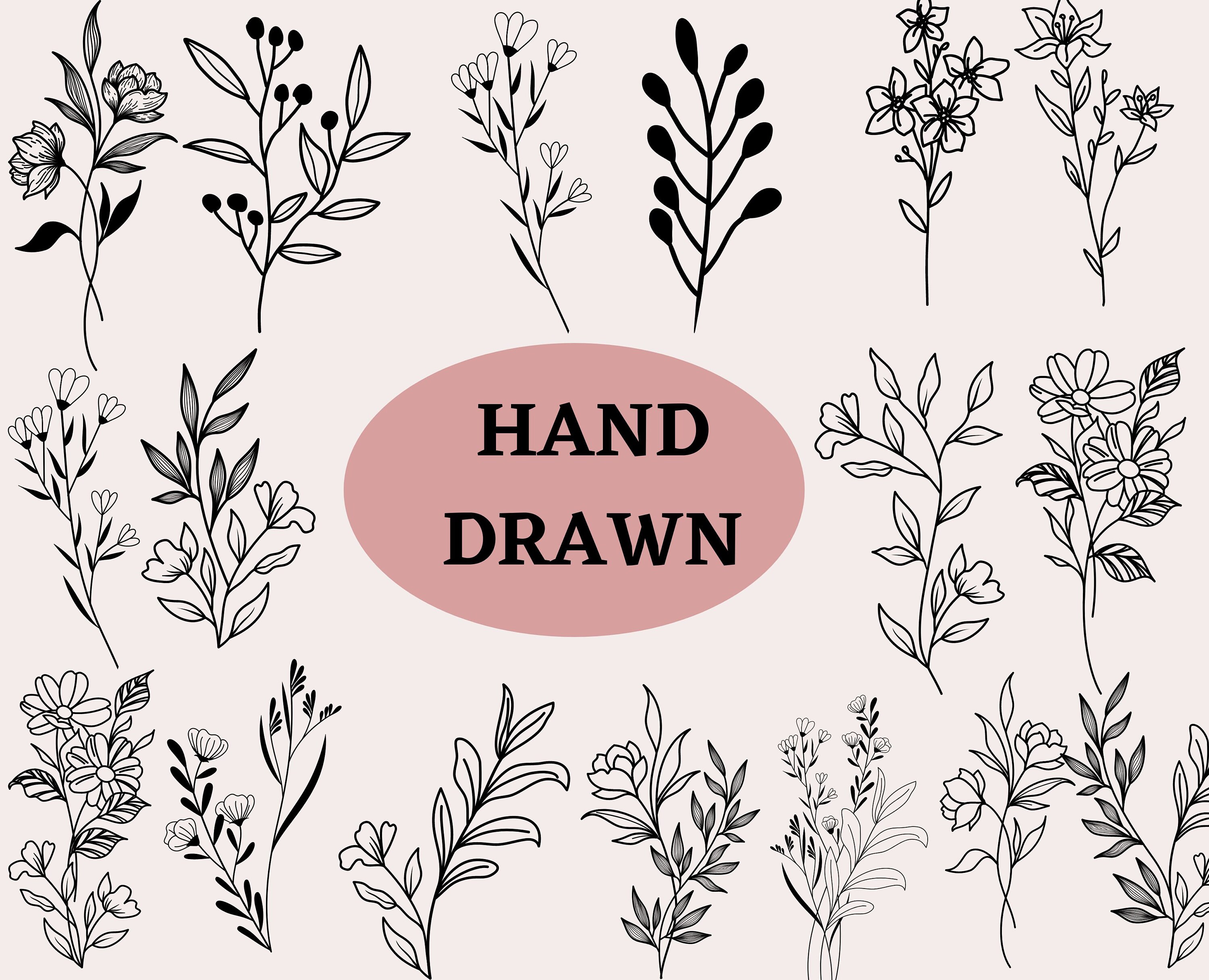 Hand Drawn Flower Svg Bundle Floral Svg Bundle Flower Svg Etsy Canada