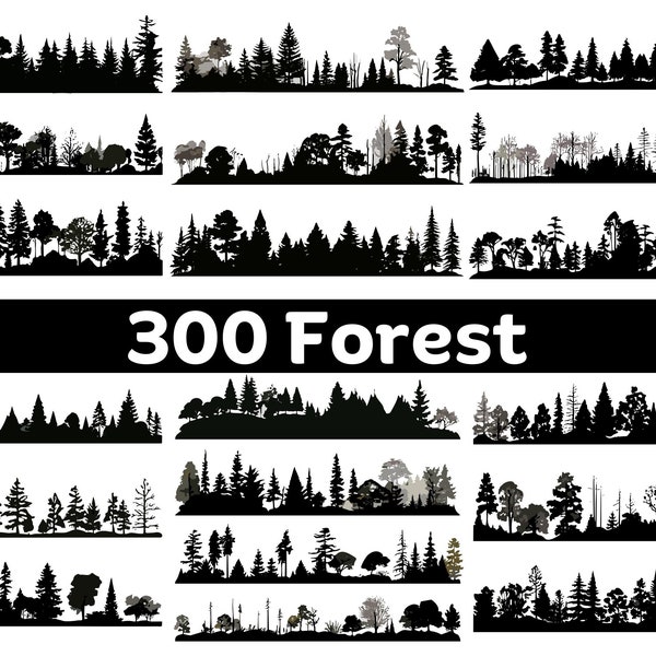 Forest Svg, Forest Silhouette, Nature Svg, Pin Tree Svg, Outdoor svg, Tree Svg, Forest Clipart, Tree silhouette svg,Landscape svg,Forest png