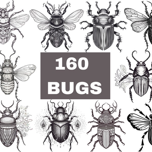 Bugs SVG, Insects SVG, bugs outline clipart, Beetle svg, line art svg files, insects clipart, svg bundle