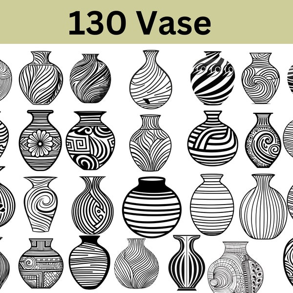 Vase SVG | Flowers Decor | Vase Outline | Vase png | Cutting File PNG | line art svg | Line Art Vase | Line Art Bundle | HaxunDesigns